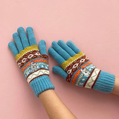 Moomin Fair Isle Gloves - Moomintroll