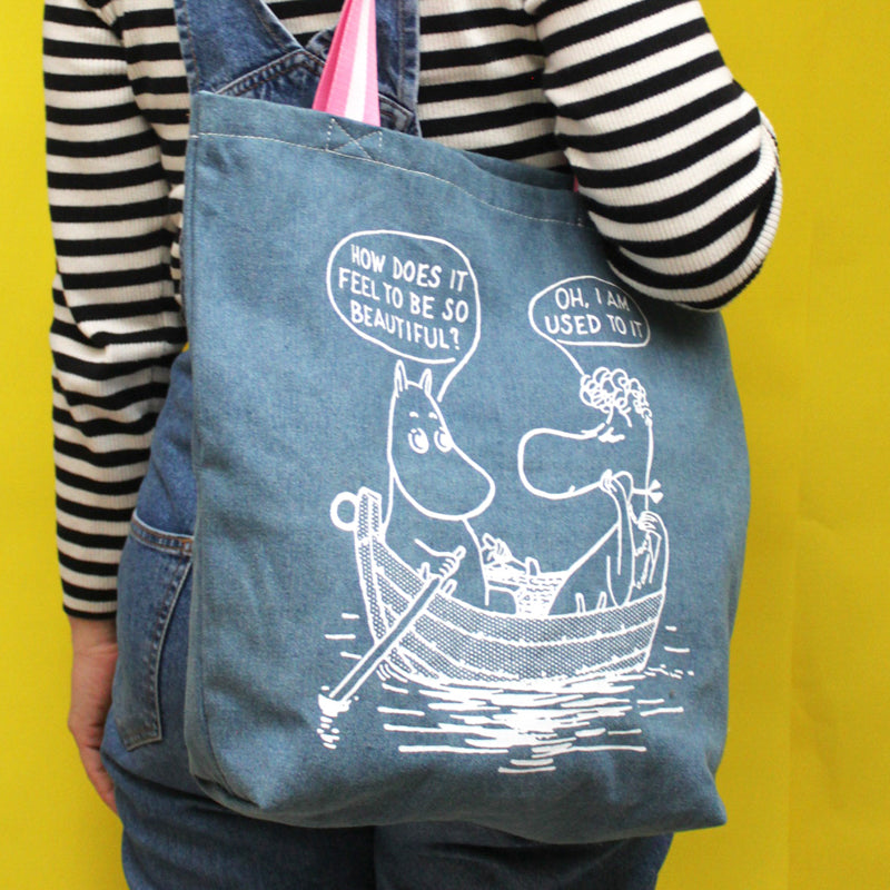 Moomin Denim Tote Bag How Does It Feel. Nordic Gifts uk