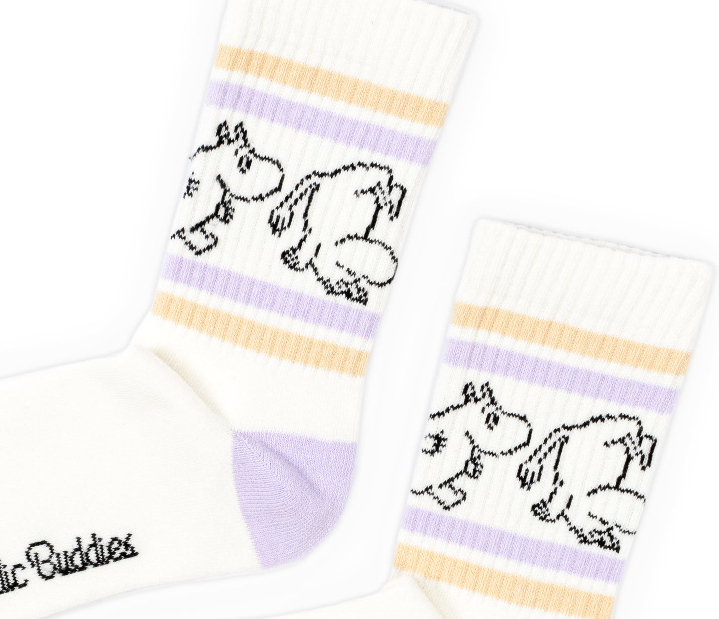 Moomin Retro Ladies Socks - Moomintroll Beige/Lilac Stripes