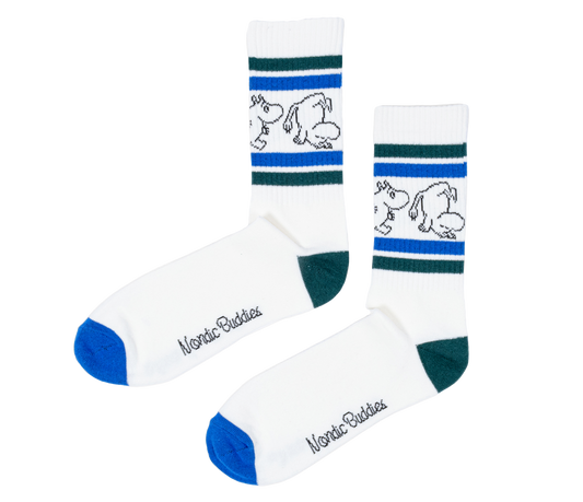 Moomin Retro Mens Socks - Moomintroll Blue/Green Stripes