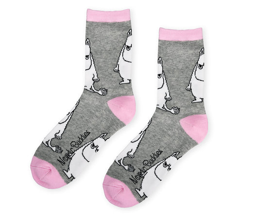 Moomin Ladies Socks - Grumpy Moomintroll Grey/Pink