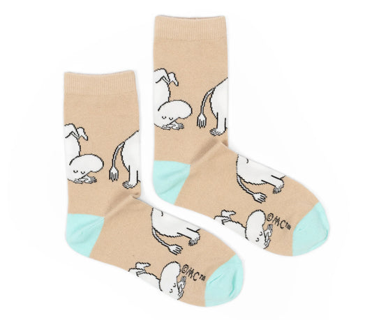 Moomin Ladies Socks - Moomintroll Handstand Beige