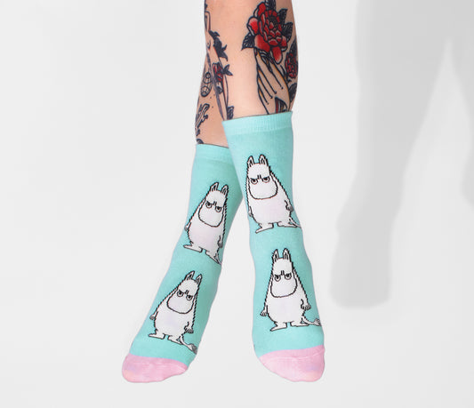 Moomin Ladies Socks - Grumpy Moomintroll Turquoise/Pink