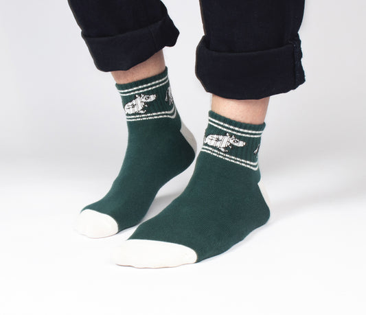 Moomin Men's Ankle Socks - Moomintroll Retro Green/White