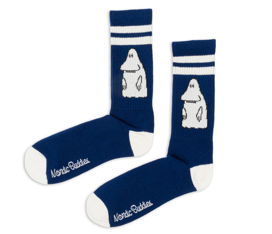 Moomin Retro Mens Socks - Groke Blue with White Stripe