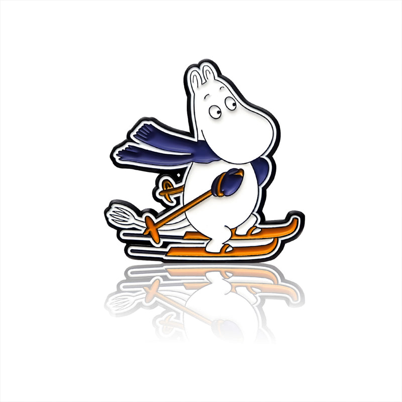 Moomin Enamel Pin Badge - Moomintroll Skiing