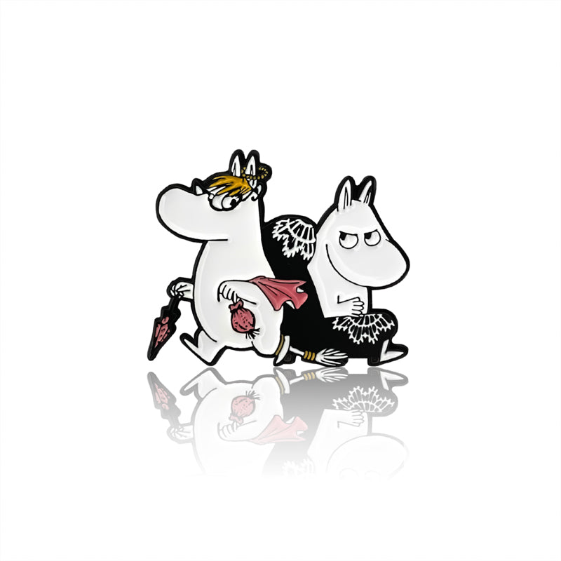 Moomin Enamel Pin Badge - Moomintroll and Snorkmaiden, Black