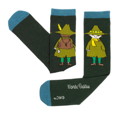 Moomin Mens Socks - Snufkin Traveling Green