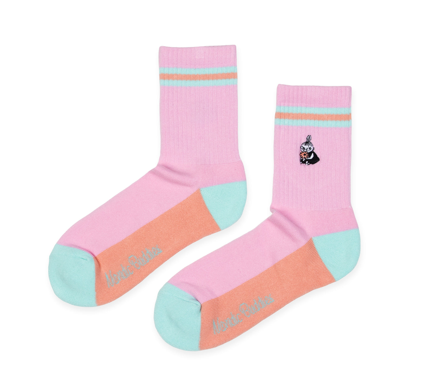 Moomin Embroidered Ladies Socks - Little My Pink/Blue/Orange