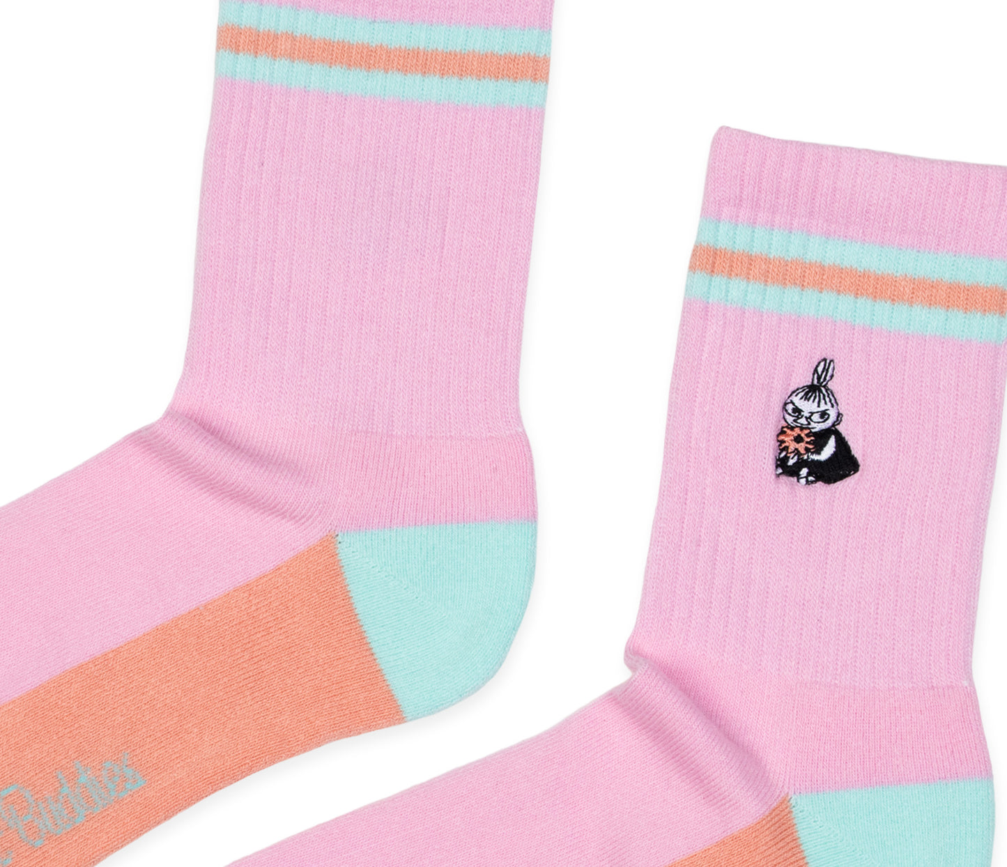 Moomin Embroidered Ladies Socks - Little My Pink/Blue/Orange