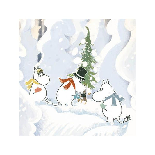 Moomin Square Christmas Card - Cutting the Tree