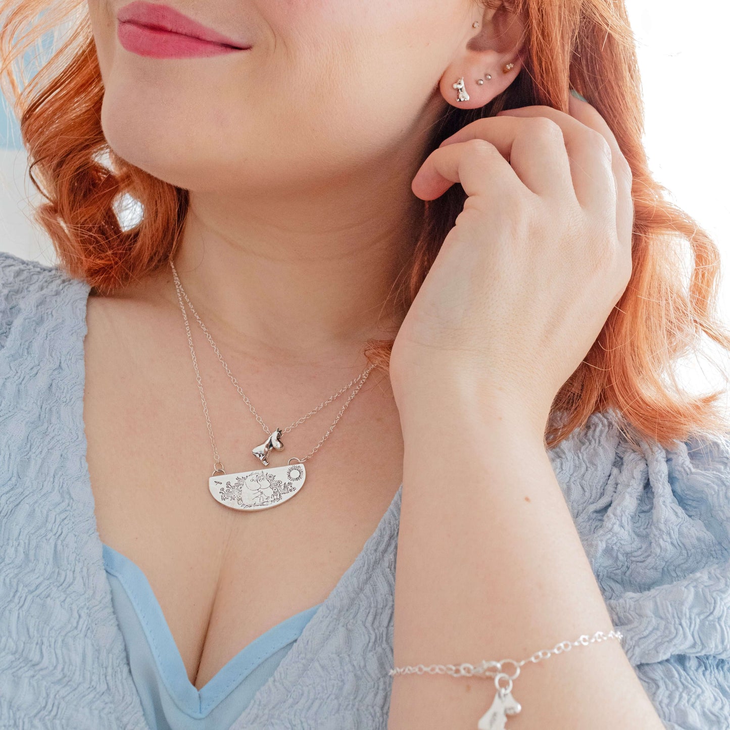 Moomin Friends Among Flowers Necklace (Sterling Silver)